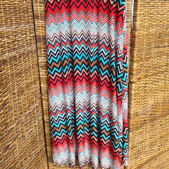 Lock and Love Maxi Skirt Size L Fold Down Waist Southwestern Colors Turquoise - Picture 2 of 5